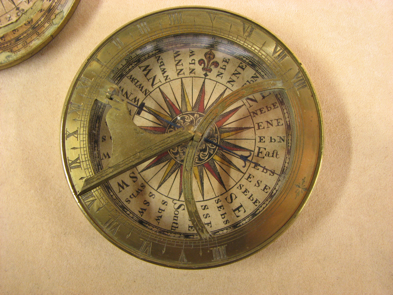 Genuine 18th century brass pocket sundial compass circa 1760